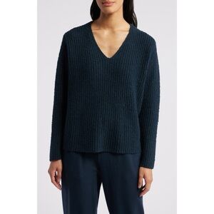 NWT Eileen Fisher V-Neck Organic Cotton & Cashmere Blend Sweater - Size Large